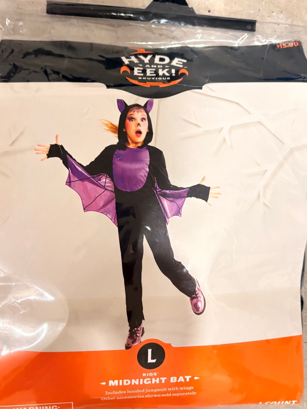 Kids Black and Purple Bat One-Piece Halloween Costume